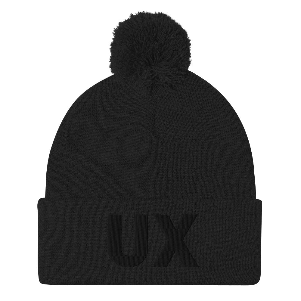 Bommelmütze UX - schwarz/schwarz grau