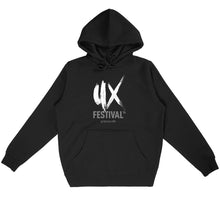 Laden Sie das Bild in den Galerie-Viewer, UX Festival &#39;24 Hoodie - groß - weißer Pinsel, graue Schrift