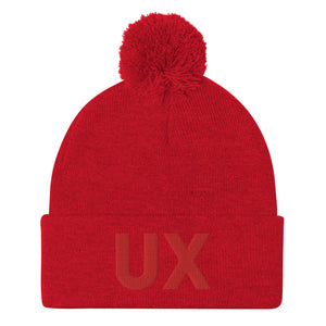 Bommelmütze UX - rot/rot grau
